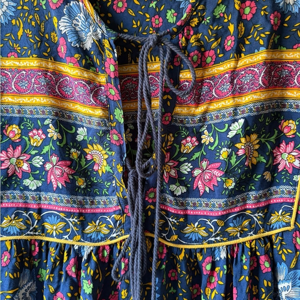 Floral Long Sleeve Maxi Dress in Blue and Pink - Picture 3 of 7